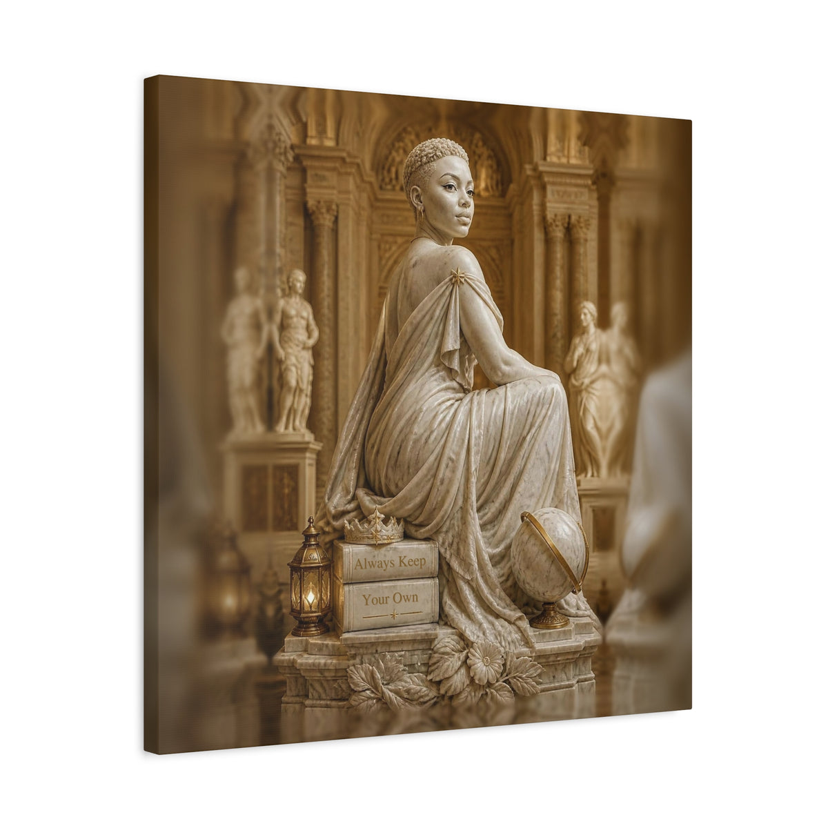 Always Keep Your Own Wrapped Canvas Wall Art | Short Fade Marble Statue Art