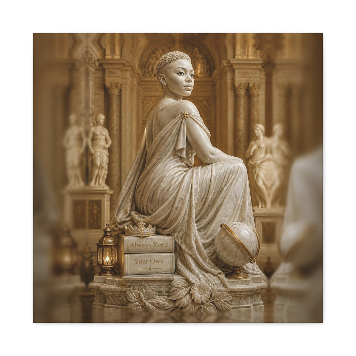Always Keep Your Own Wrapped Canvas Wall Art | Short Fade Marble Statue Art