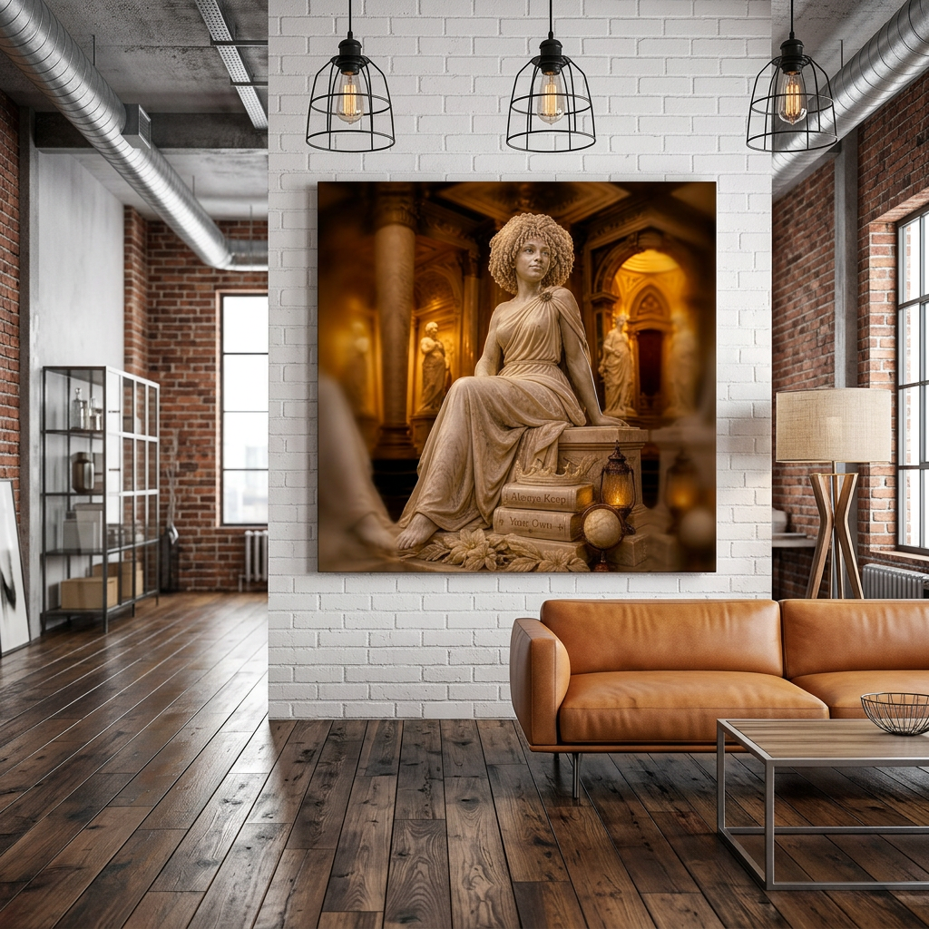 Always Keep Your Own Wrapped Canvas Wall Art | Curly Afro Marble Statue Art